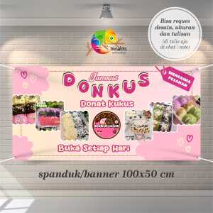 Cetak Spanduk Banner Donat Kukus Model Pink Lucu
