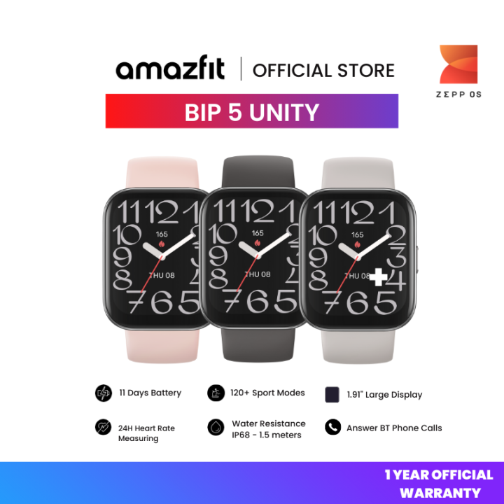 Amazfit Bip Unity 46mm Smartwatch Large Display| 120+ - Main Image