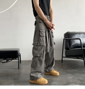 NEW WESTERN Men and womens fashion multi -bag work pants 6 bags of pants all cotton