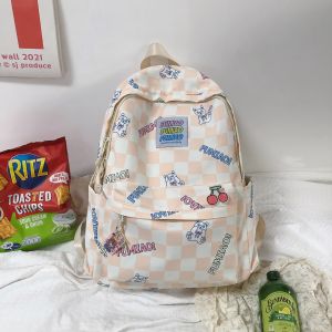 AE South Korea ins Cute bunny plaid backpack for girls ulzzang Japanese Harajuku style girls backpack trendy student backpack