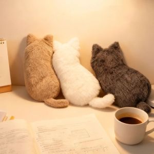 DFVDSPW Kawaii Cat Plush Pencil Bag Cute Soft Fluffy Pencil Case Portable Storage Bag Animal Stationery Bag Student