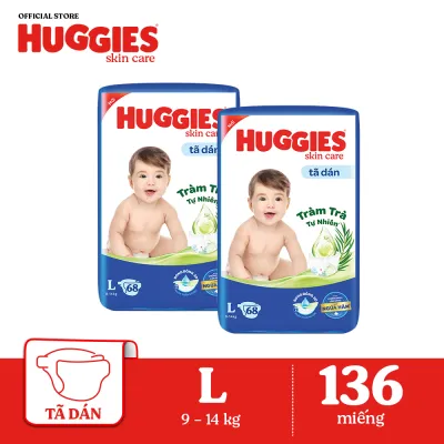 [12-17.08 GIẢM THÊM 90K] Combo 2 Tã dán Huggies Skincare Super Jumbo L68