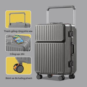 VALI KHUNG NHÔM ĐA NĂNG MỞ NGĂN TRƯỚC – SIZE 20/24 INCH – SỨC CHỨA LỚN – VALI DU LỊCH NAM NỮ