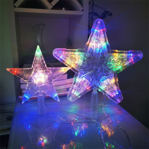 15/23CM Christmas Tree LED Star Top Lights/ Colorful Christmas Five-pointed Fairy Lights Garland for Home Decoration Xmas New Year