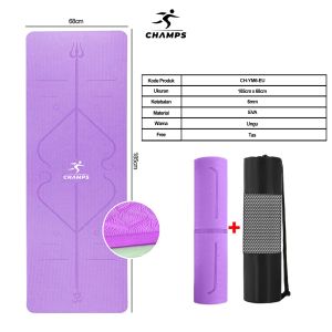 CHAMPS Matras Yoga Premium Tebal 6mm Anti Slip dengan Tas - Warna Ungu