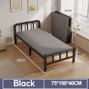 Metal Folding Bed Single Foldable Portable Bedroom Black/White Folding Bed Single Heavy Duty Bed Frame