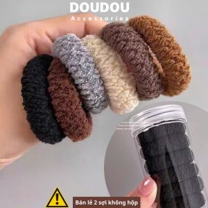 Set 2 dây cột tóc Doudou Dây buộc tóc Scrunchies Chun buộc tóc Chun cột tóc co giãn Hàn Quốc PJ012