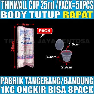 Thinwall Cup Rapat 25ml 35ml 60ml 100ml 150ml Per Pack Cup Sambel n Cup Puding Plastik