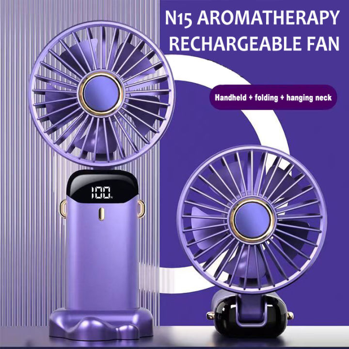 Portable Handy Rechargeable N15 Aromatherapy Fan With 5 Speed Wind 