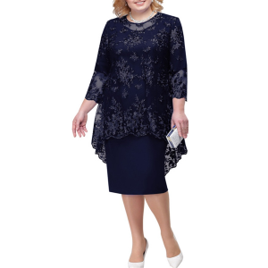 (Shipped From Manila + COD) M-5XL Plus Size Womens Elegant Lace Embroidery Two-Piece Dress Set | Formal Outfit for Church Wedding Guest Christmas Party Mothers Day & Holiday Dinner | Multi-Color | Advanced Craftsmanship | Ber Months Ready