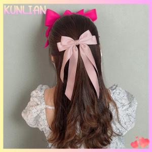 [KUNLIAN] กิ๊บติดผมโบว์ริบบิ้นผ้าแฟชั่นสำหรับผู้หญิงกิ๊บติดผมโบว์สีทึบอุปกรณ์เสริมผม