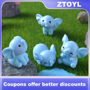【ZTOYL】 Cartoon Cute Blue Elephant Micro Landscape Desktop Decorative Ornaments Mini Elephant DIY Gadgets Home Figurines Statue