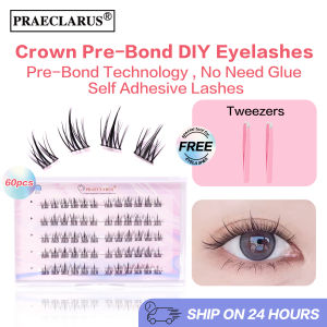 PRAECLARUS Crown Self Adhesive Eyelashes C Curl 12mm False Eyelashes Reusable Glue Free Eyelash Diy Eye Lashes Extension Set For Beginner No Glue Needed Lashes