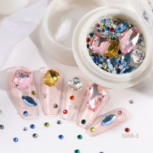 PINPAI Mixed AB Color Pink Heart Gems Diamond Nail Charms Decorations Rhinestones Crystal Strass Clear Nail Art Decoration Accessories