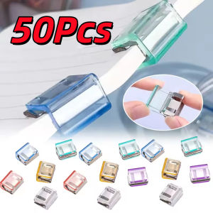 【50Pcs】Random Candy Color Transparent Acrylic Paper Clip/Bookmarks File Index Page Holder Clamps