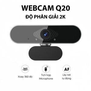 Webcam 4K Ultra HD Cho Máy Tính Tích Hợp Đèn Ring Light Mic Kép Khử Ồn Livestream & Học Online