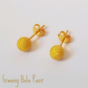 Giwang Bola Pasir Emas Ball Stud Earring Kadar 700 16 karat 16k Jewelry Anting Tindik Emas