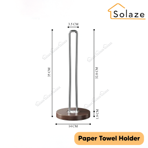 Solaze 304 Stainless Steel Wood Base Paper Towel Holder Kitchen Paper Stand Countertop Roll Stand