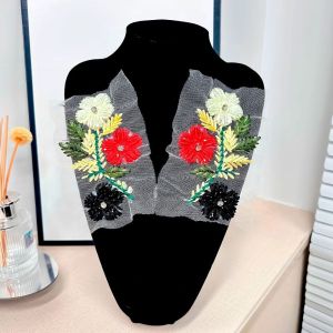 ALLURE Lace Embroidery Flower Patch Elegant Rhinestone Clothes Appliques Garment Decoration Handmade Clothing Patch Sewing