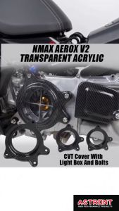 Yamaha Aerox Nmax V2 CVT Engine Cover Set with Light Box Acrylic Transparent Crankcase Guard Accessories