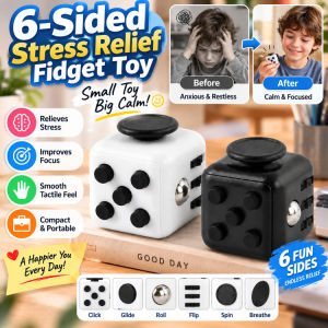 Six-Sided Stress Relief Toy Dice Fidget Cube Sensory Spinner Focus Toy Desk Fidget Gadget Handheld Sensory Dice For Adults Kids Office School Travel Daily Use Toy