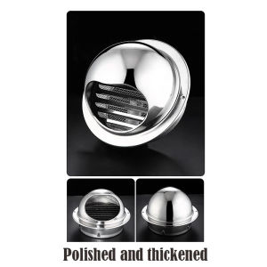 304 Stainless Steel Anti-Rust Half-Round Rainproof Exhaust Vent Cap for External Wall Air Outlet