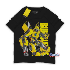 Kaos Anak laki laki Gambar Transformer Robot Bumblebee  Hitam Umur 1-13 Tahun