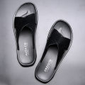 YCAMEL Genuine Leather Slippers Mens Sandals Summer Shoes Slippers Man Fashion Simple Black/Brown Sliper For Men Shoes Chinelo Slide. 
