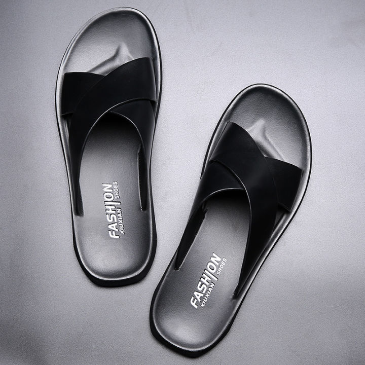YCAMEL%20Genuine%20Leather%20Slippers%20Mens%20Sandals%20Summer%20Shoes%20Slippers%20Man%20Fashion%20Simple%20Black/Brown%20Sliper%20For%20Men%20Shoes%20Chinelo%20Slide%20-%20Image%205