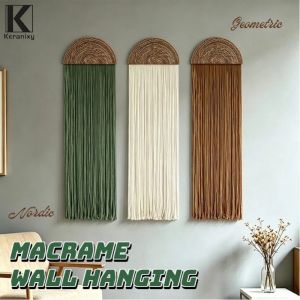 Keranixy Handmade Cotton Macrame Wall Hanging Geometric Nordic Woven Tapestry Tassel Leaf Decor for Home Gift