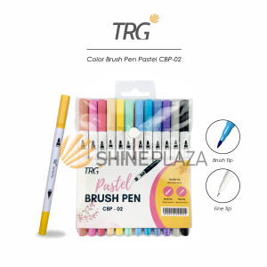 TRG Color Brush Pen Set Double Tip Pastel 12 Colors CBP-02 - Pulpen Pena Spidol Kuas Warna TRG