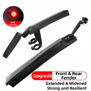 Bicycle Mudguard Anti-scratch Splash Guard Front & Rear Fender Set With Safety Taillights Waterproof Anti-scratch Mountain Bike Mud Guard