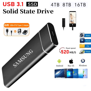 SAMSUNG Mini Portable SSD 4TB/8TB/16TB Internal Solid State Driver High Speed Hard Drive for Laptop Projector Cell Phone