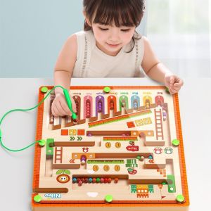 Magnetic digital counting toy wooden magnetic color maze toy childrens fine motor skill training toy
