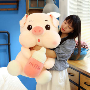 GẤU BÔNG HEO ÔM SỮA THÚ BÔNG HEO HỒNG MINISO ÔM BÌNH SỮA SIÊU MỊN HÀNG CAO CẤP CHO BÉ