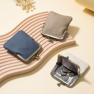 Genuine Leather Coin Purse Mini Small Portable Storage Coin Card Lipstick Clip
