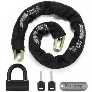 WEST BIKING Bike Lock Chain Lock 120cm Heavy Duty Durable 12mm Thick Anti-Theft Bicycle Chain Lock Security 17mm U Lock Disc Lock for Bicycle Moped Scooter Motorcycle