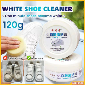 Nurm 120g White Shoes Cleaning Cream Shoes Cleaner Shoe Stain Remover With Wipe Sponge