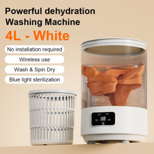 JARUSEAT 3L Cordless Washing Machine Mini Small washing machine Washing rinsing and dehydration Blue light antibacterial