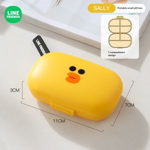 LINE FRIENDS Brown Pill Organizer 7 Compartments Moisture-proof PP Daily Case LFB186