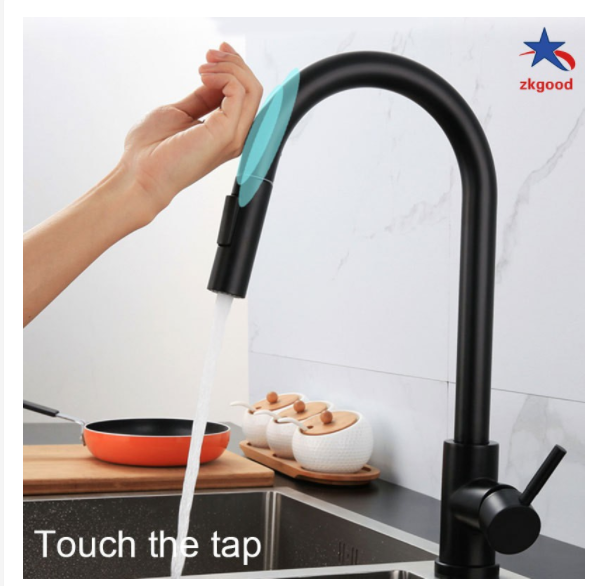 Touch Sensor Stainless Steel Kitchen Faucet with Pull Down Sprayer