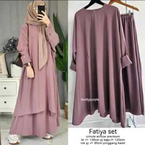 One set Abaya Fatiya set abaya matt cringkle airflow premium Set Tunik wanita terlaris