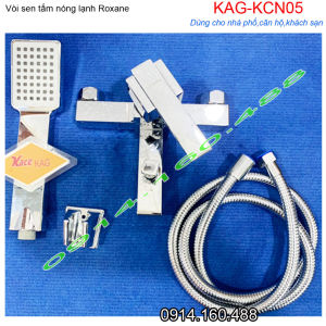 Sen nóng lạnh Roxane cao cấp KAG-KCN05 thân vuông trọn bộ vòi sen Chrome bóng sáng nước mạnh thiết kế đẹp sử dụng tốt chiết khấu cao