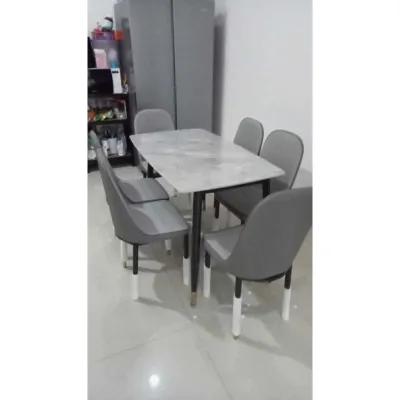 Meja Makan Marmer Starlead Sintered Stone Meja + 6 Kursi