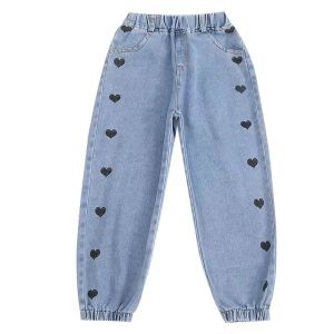 Girls Jeans Spring and Autumn 2023 Childrens Pants Wearing Outward Fashionable Autumn Mid size U Girls Leggings Long