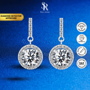 RoyStone - Anting Wanita Moissanite Sertifikat GRA Original Lapis Emas - Fleur Earring