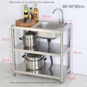 Kitchen Hotel Simple Stainless Steel Sink Large Single Sink With Bracket Basin Wash Basin Sink Thickened Bracket