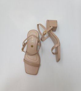 Azalea Agatha in Beige - 2 inch Heels Sandals Square Front
