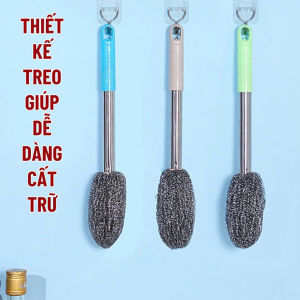 Chổi cọ nồi cọ chảo chất liệu inox 304 tay cán dài giúp đánh sạch vết bẩn dễ ràng