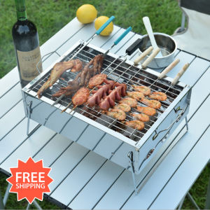 Bếp Nướng Than Inox Gấp gọn Hàng Công Ty Inox Dày 1mm Bảo hành 2 năm - Mẫu Hmin